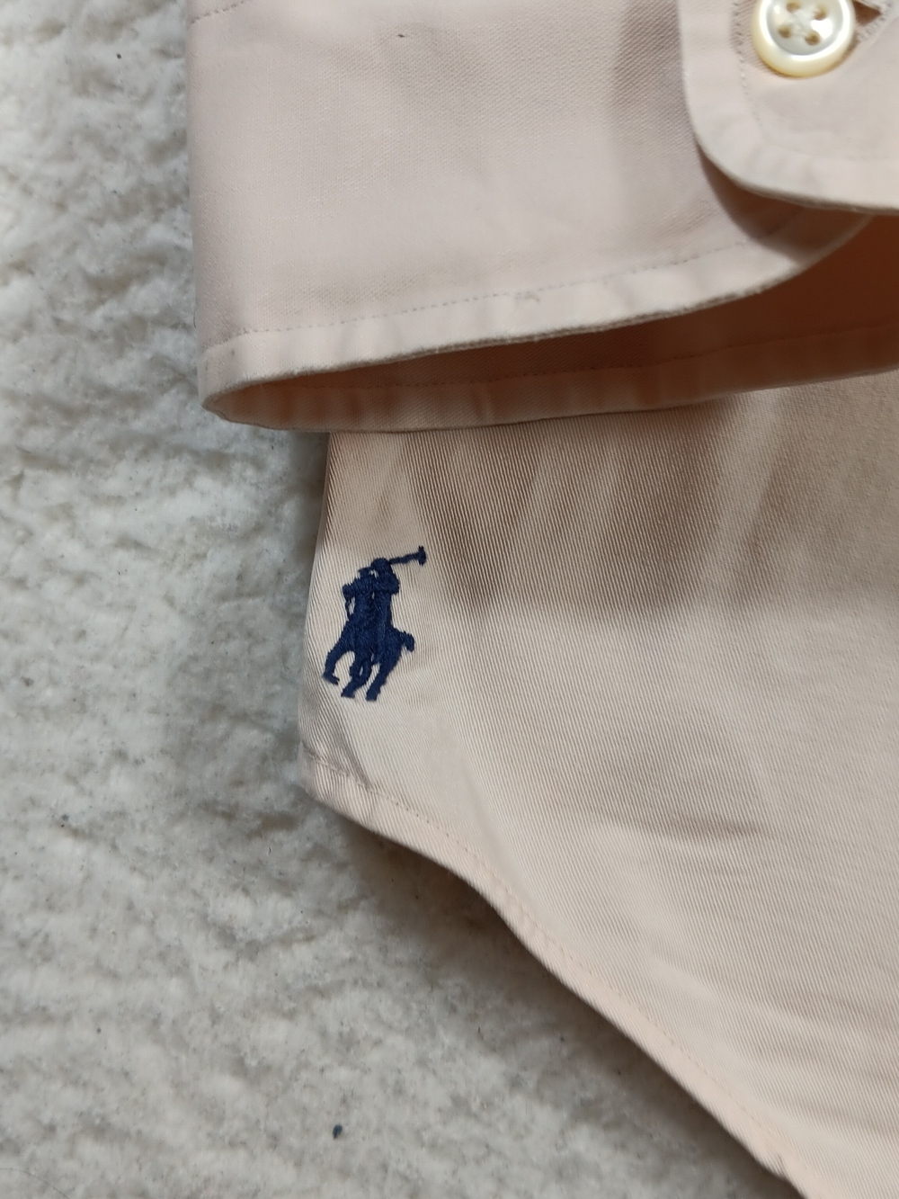 Vintage Ralph Lauren Big Shirt Mens Large Tan Long Sleeve Button Down Office - Picture 5 of 11
